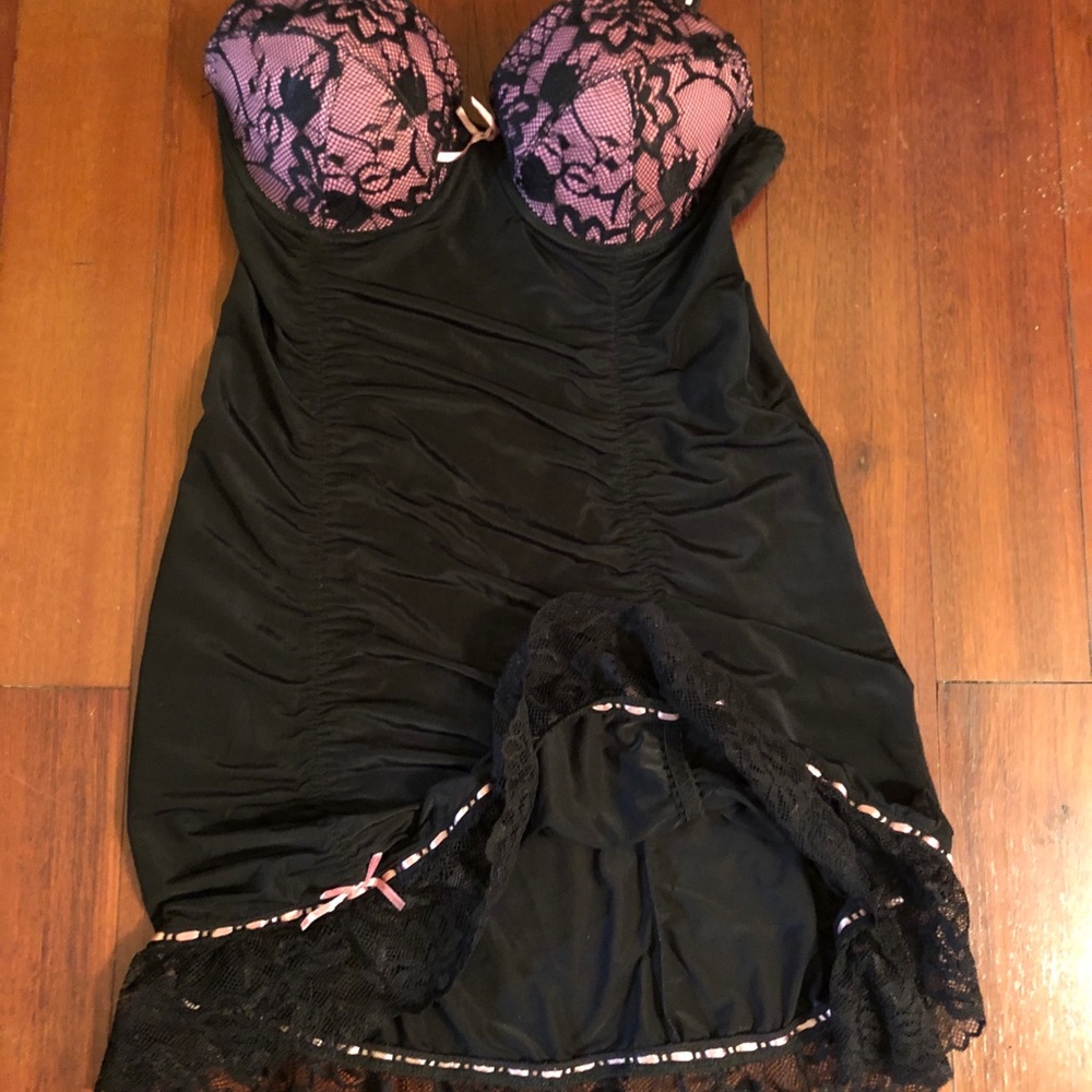 Sexy pink & black adjustable strap nightie 34B - Picture 2 of 5